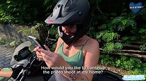 Fake Photographer Convinced Big-Ass Blonde Biker To Fuck After Shoot - Cum Swallow