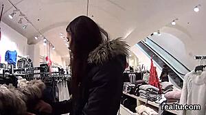 seductive czech nympho undresses in hypermarket for pov oral and ripping clothes
