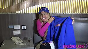 Introducing Latina Escort to Brunette in Hotel Backroom