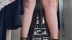 Hot milf tries tight lingerie and rips off tiny panties on webcam!