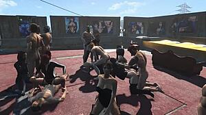 Intense Fallout SFM PMV Smut with Monster Cock Group Anal Doggystyle Blowjob in Public Lingerie Cumshot