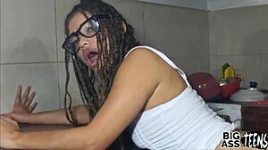 i ridin my roommate's wet cock in kitchen, home alone, creampied my mouth big ass teen 18+