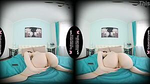 Brunette Maya Stone Gently Touches Shaved Pussy in VR