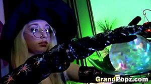 Blonde Teen 18+ Rides Old Stud!