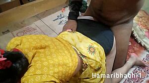 indian wife takes huge cock doggystyle and moans loud