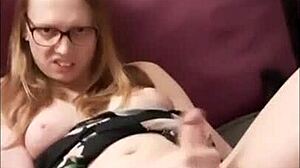 Cute Shy Blonde Tranny Feels Thrilled Stroking Her Thick Hard Cock with Emotion