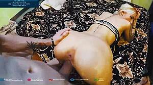 Beautiful cosplay slut deepthroats monster cock intensely on webcam chat