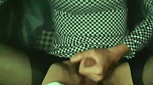 Crossdresser in Pantyhose Cums from Handjob!