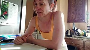 Redhead Milf in Tight Clothes Shows Nipples