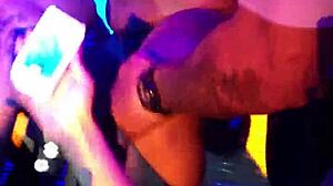 Girl Rides Bottle While Licking Pussy On Stage