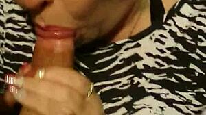 I, the naughty mature milf amateur, give Mark an intense blowjob