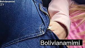 She masturbates on the bus letting teddy bear lick her pussy