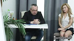 natural getting teased and poked by her older lecturer in hardcore blowjob reality 😏