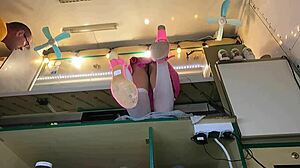 The sexy virgin's panties hid her pussy too well, so I adjusted them to reveal her legs and upskirt view