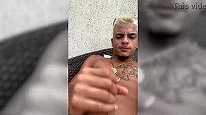 guy jerking off solo on his balcony in the late afternoon, feeling so horny and free