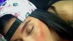 Latina teen gives brother a cute webcam blowjob