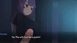 In the game, she gives handjob while fucking big cock