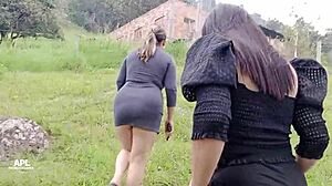 outdoor farm gathering with colombian milfs enjoying nature