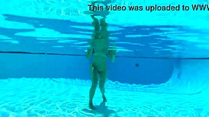 liz ashley strips down completely at the pool and spa