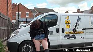 Indigo goes nude in Northampton, teasing her girlfriend outdoors with a wink! 😘