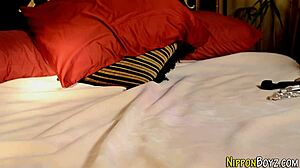 Gay Asian hunk tugs solo in shower with tattoos and piercings 😏