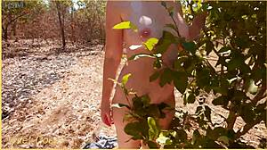 Sexy milf strips for nude yoga in public park today