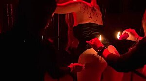 Blonde Girl Handcuffed Receives Wax Drops on Her Sexy Body Behind the Scenes