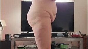 Hot Mature Momma Vee Strips for Naked Yoga Session