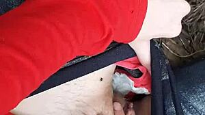 Girlfriend and I masturbate watching passers-by in park forest