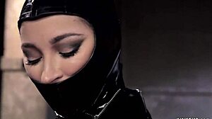 Busty slut in latex gets deepthroat and bondage fuck