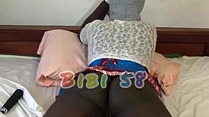 ebony wife masturbating with dildo