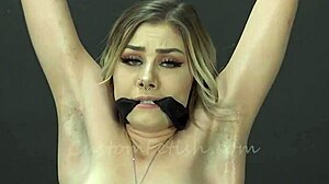 blonde fetish model bound and tormented in short suspense clip