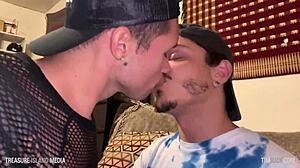 Making out with an uncut dick while sucking and kissing with cock ring on