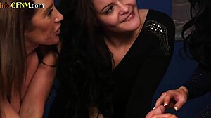 Dominant Ladies Deliver CFNM Handjob and Blowjob in Group