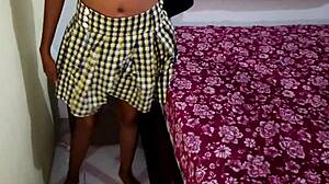 brunette student skips halloween classes for homemade porn