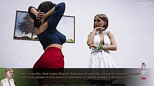 Blonde with big tits gives blowjob in skirt