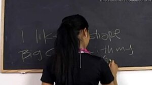 Two brunettes share one cock in an eager blowjob scene