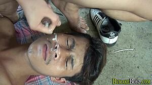 Asian teen's cum spray