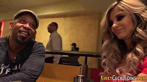 Domina Humiliated as BBC Spunks in Chastity Scene