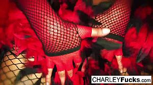 Charley Chase looks so hot in that sexy lingerie and stockings, doesn't she?