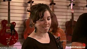 Bound Latina takes brutal ass fucking in crowded public store. No mercy shown!