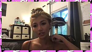 Asian Teen 18+ Friend Clara Trinity Strips As Slut Pornstar With Clothes Ripped And Small Tits Exposed