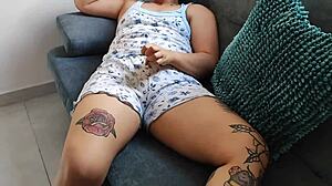 why does this sexy mature woman touch herself in pajamas?