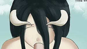 Albedo Gives Mean Blowjob to Master in Overlord Hentai