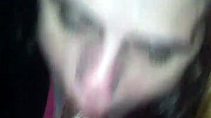 White girl passionately sucking and loving the big dick in blowjob.
