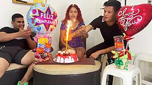 stepkids surprise milf with birthday bash