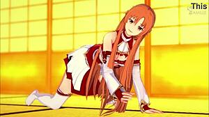 Asuna says, 'Stroke to my pussy.'