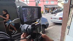 Monique Bertolini pranks João Kleber during motorhome workshop tour in California