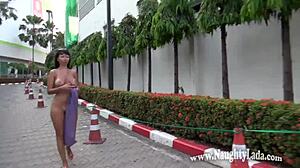 Naked adventure in public outdoors