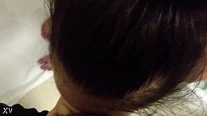 Taylor Rose Gives Playful Blowjob in Bathroom